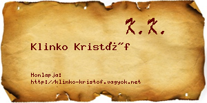 Klinko Kristóf névjegykártya